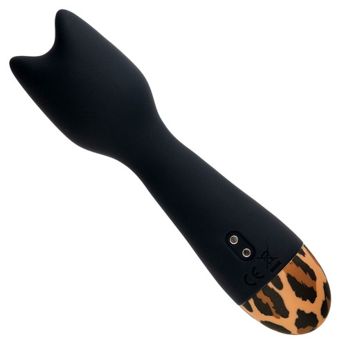 Back view of Bedroom Kandi Sex Kitten Black Leopard mini-wand vibrator